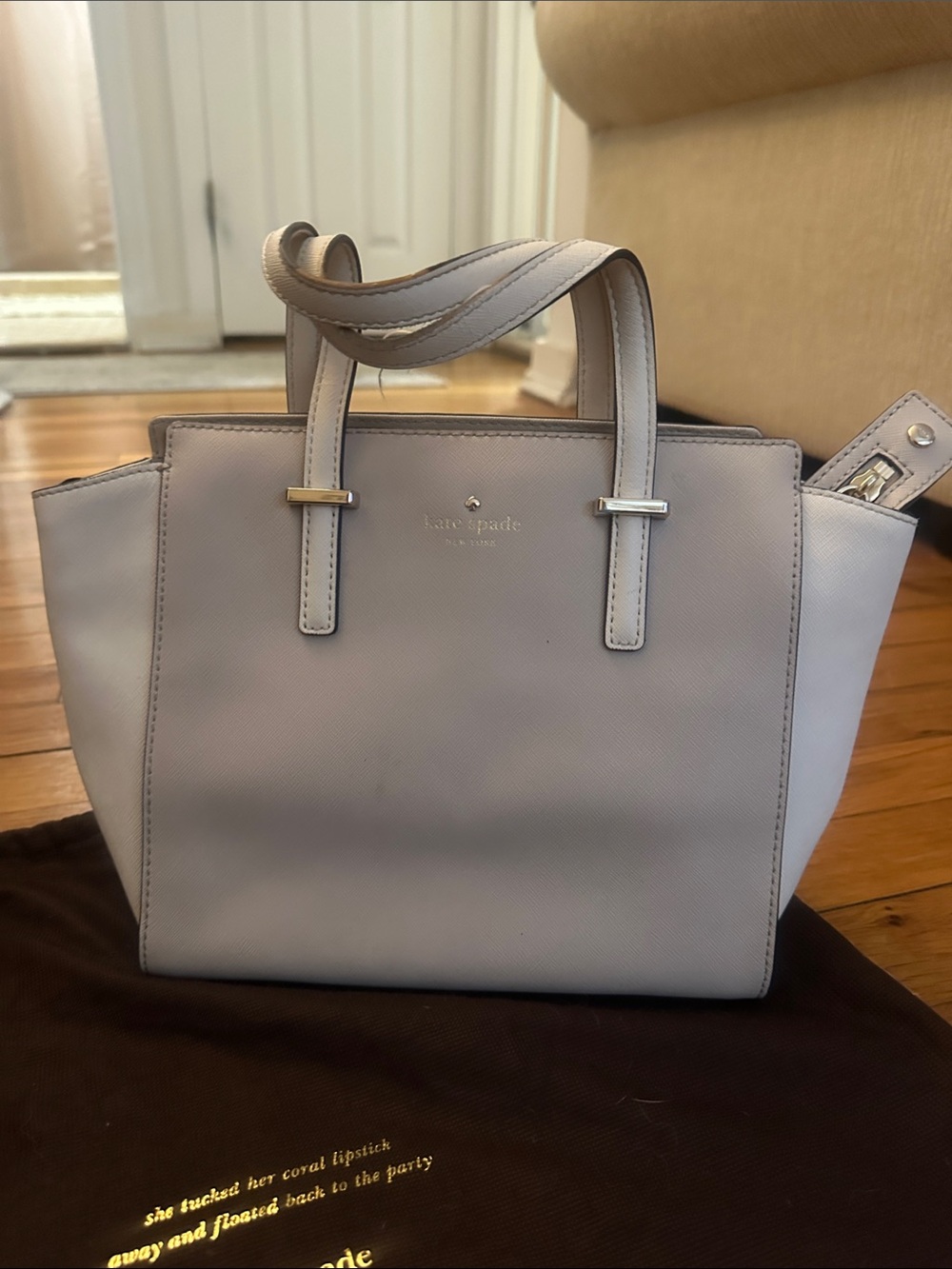 kate spade light gray saffiano leather tote